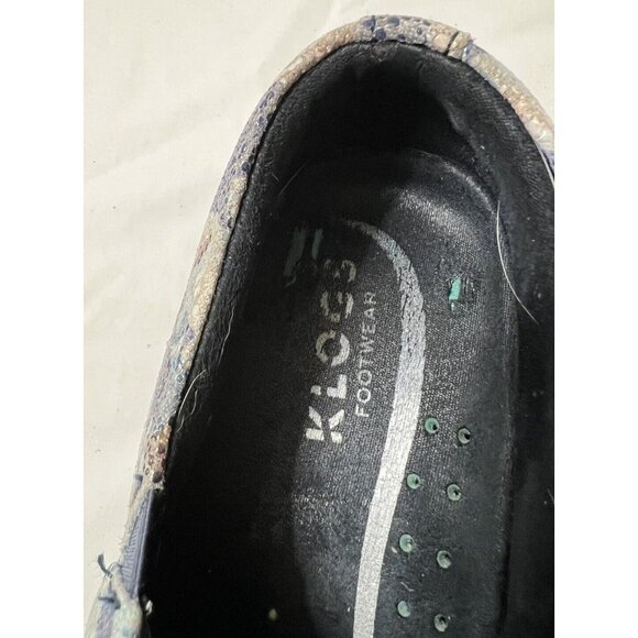 Klogs Blue Floral Leather Slip On Shoes Size 6 Comfortable - Picture 3 of 6